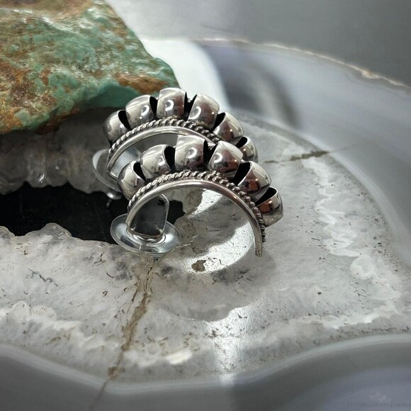 Priscilla Apache Native American Sterling Half-Moon Post Earrings For Women - Picture 3 of 10
